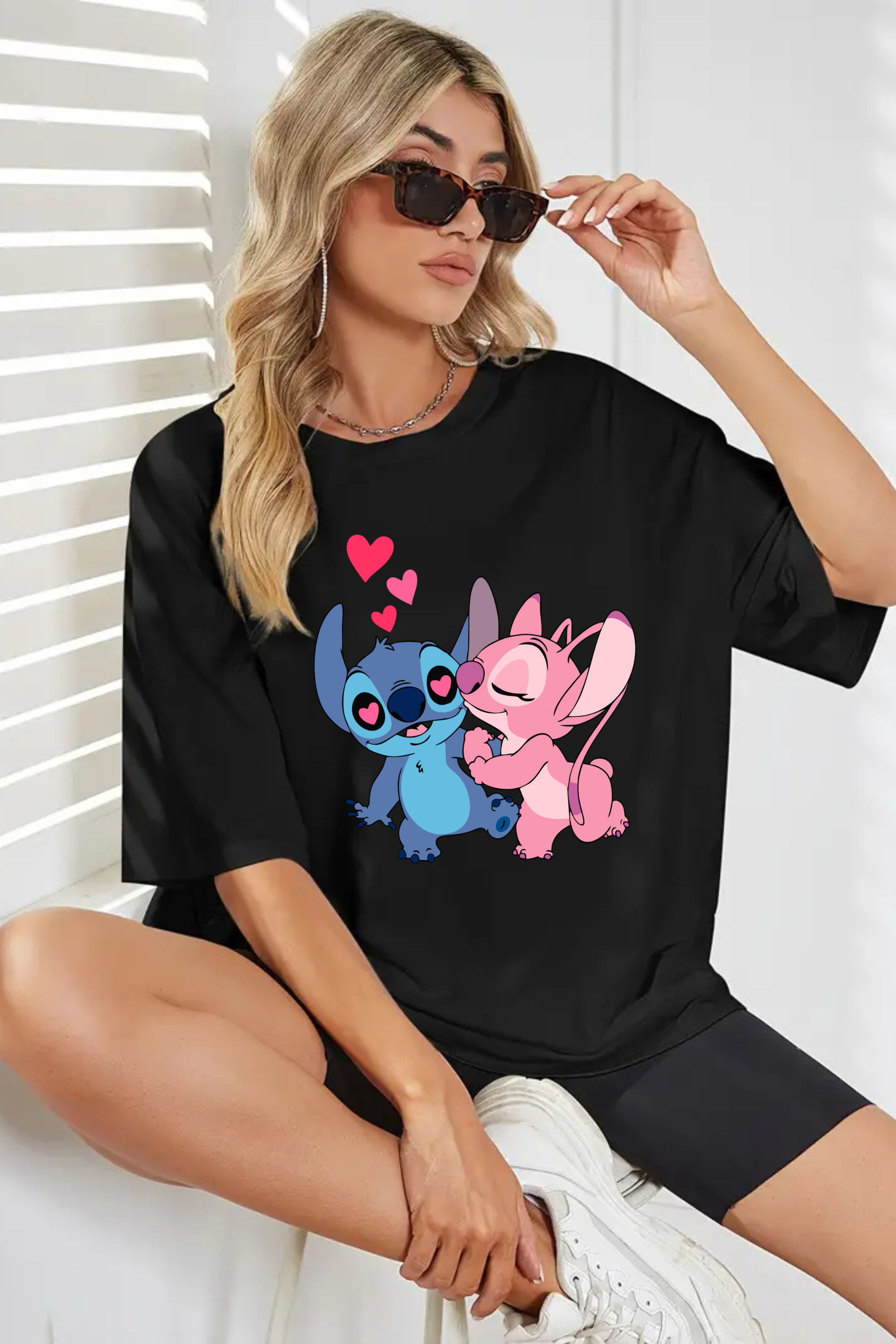 Camiseta Oversized Stitch and Angel Kiss EF MEIO
