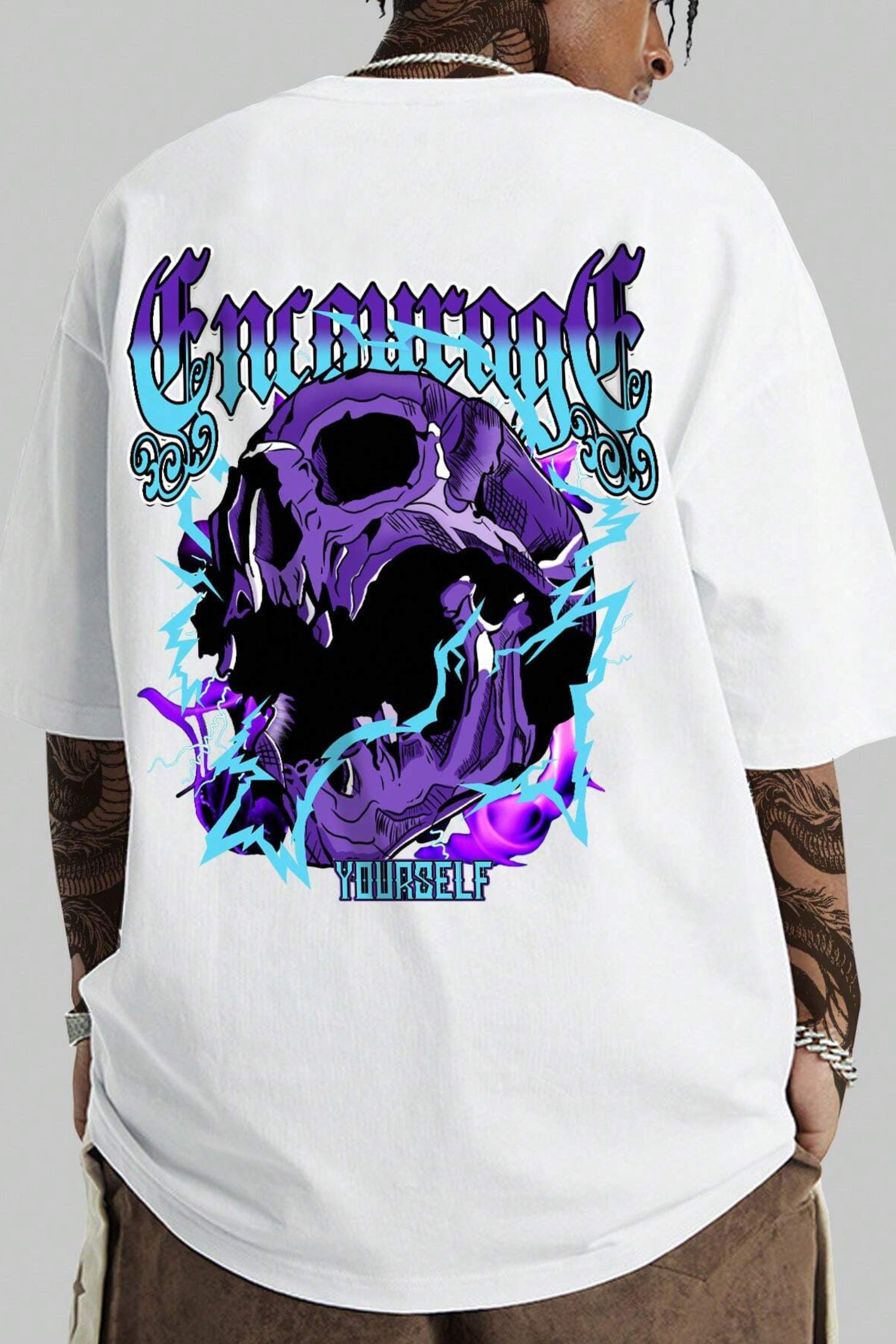 Camiseta Oversized Encourage Yourself Skull EFC MEIO