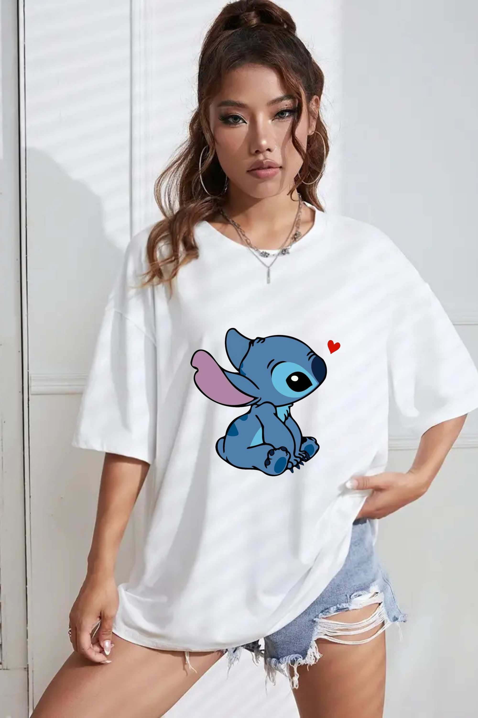 Camiseta Oversized Stitch and Little Heart EF MEIO