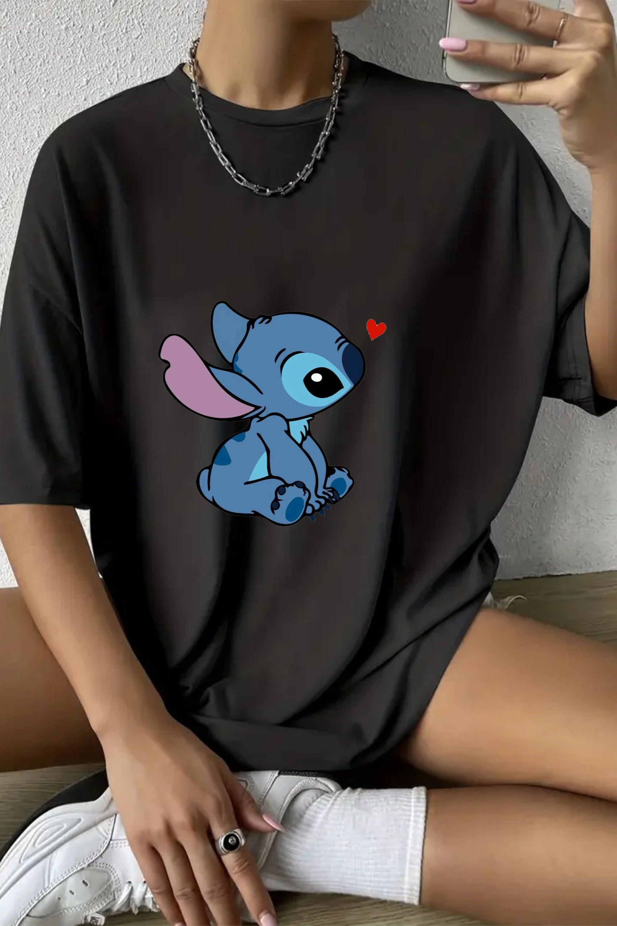 Camiseta Oversized Stitch and Little Heart EF MEIO