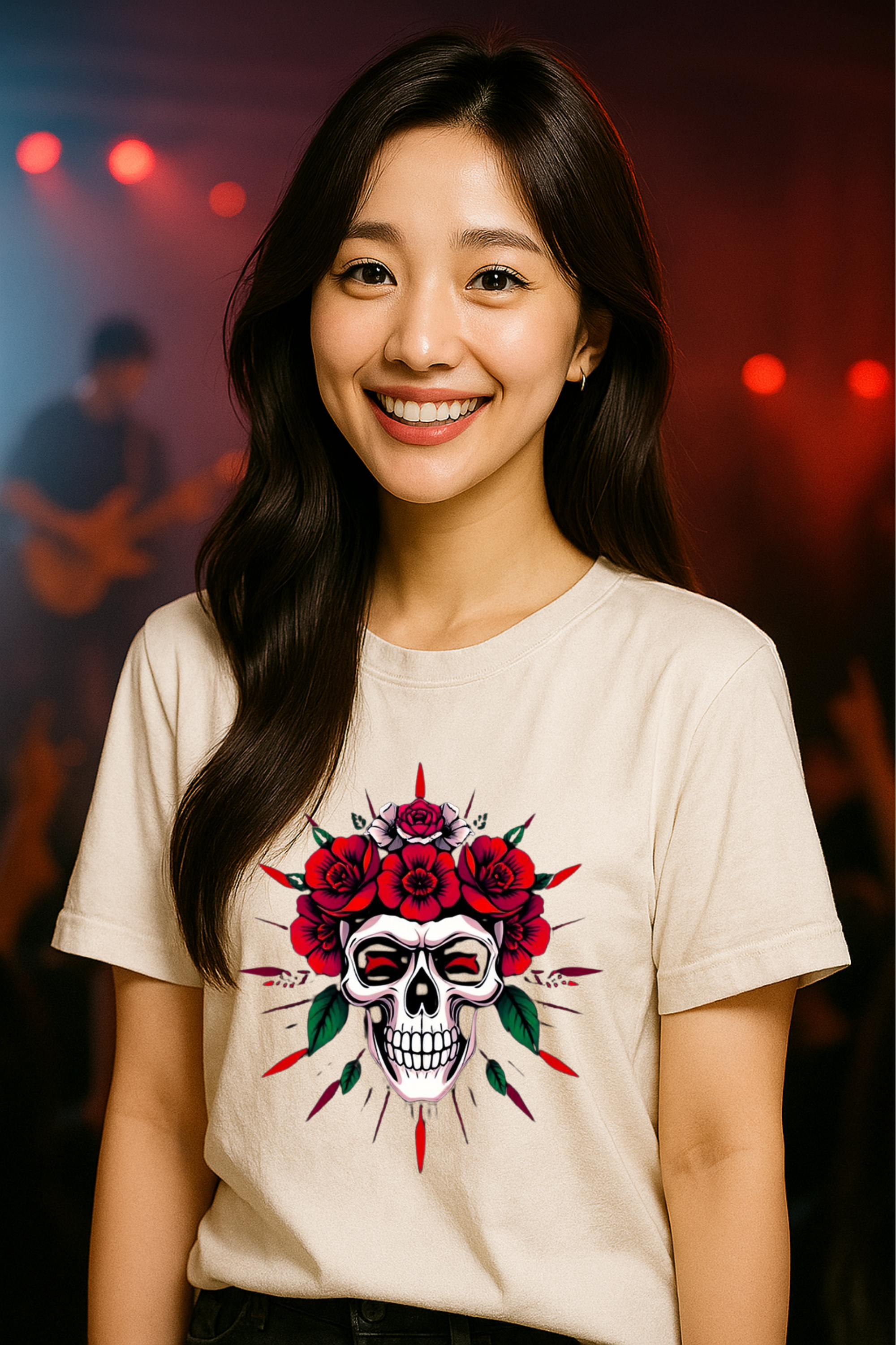 Camiseta Oversized Caveira e Rosas EF