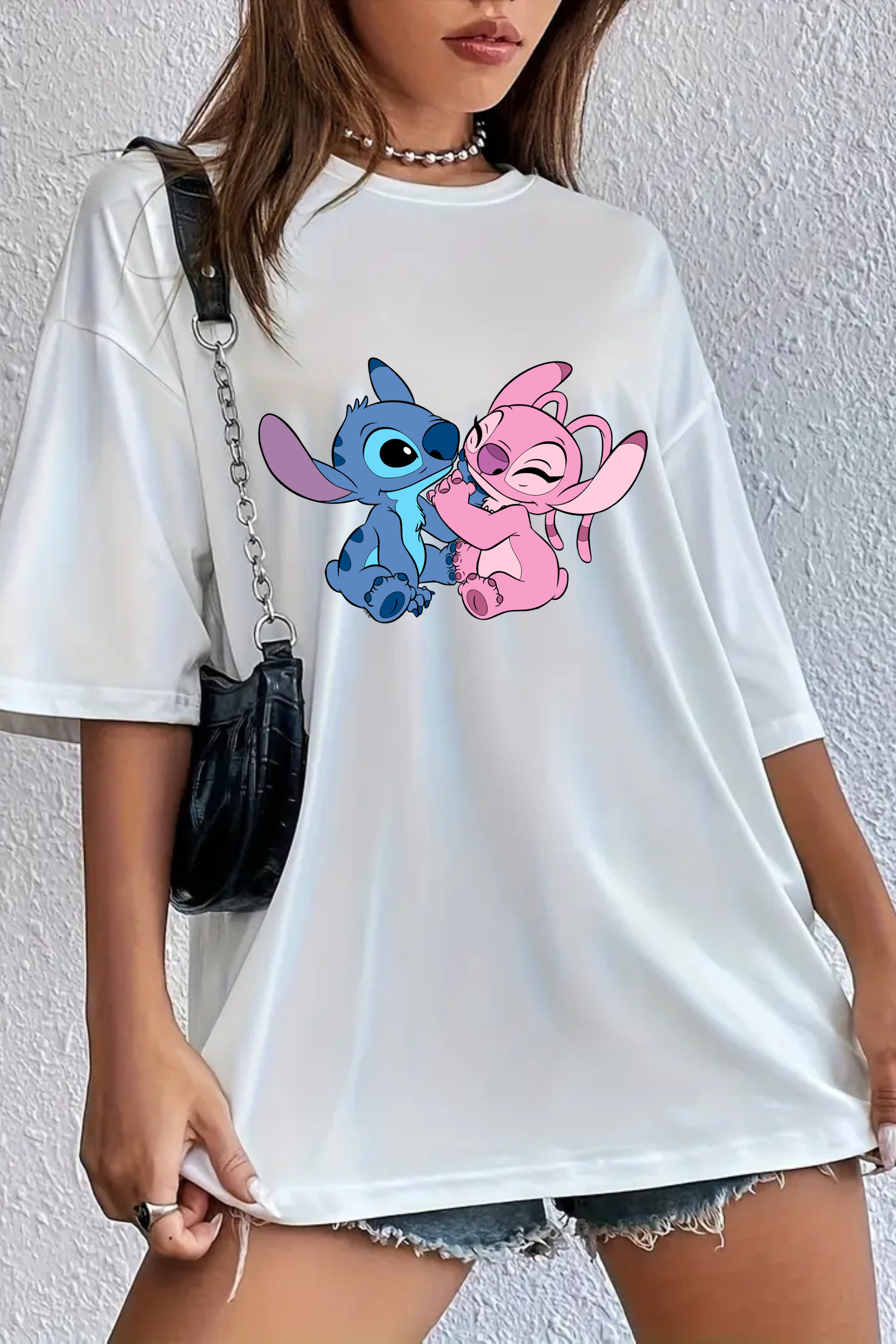 Camiseta Oversized Stitch and Angel Love EF MEIO