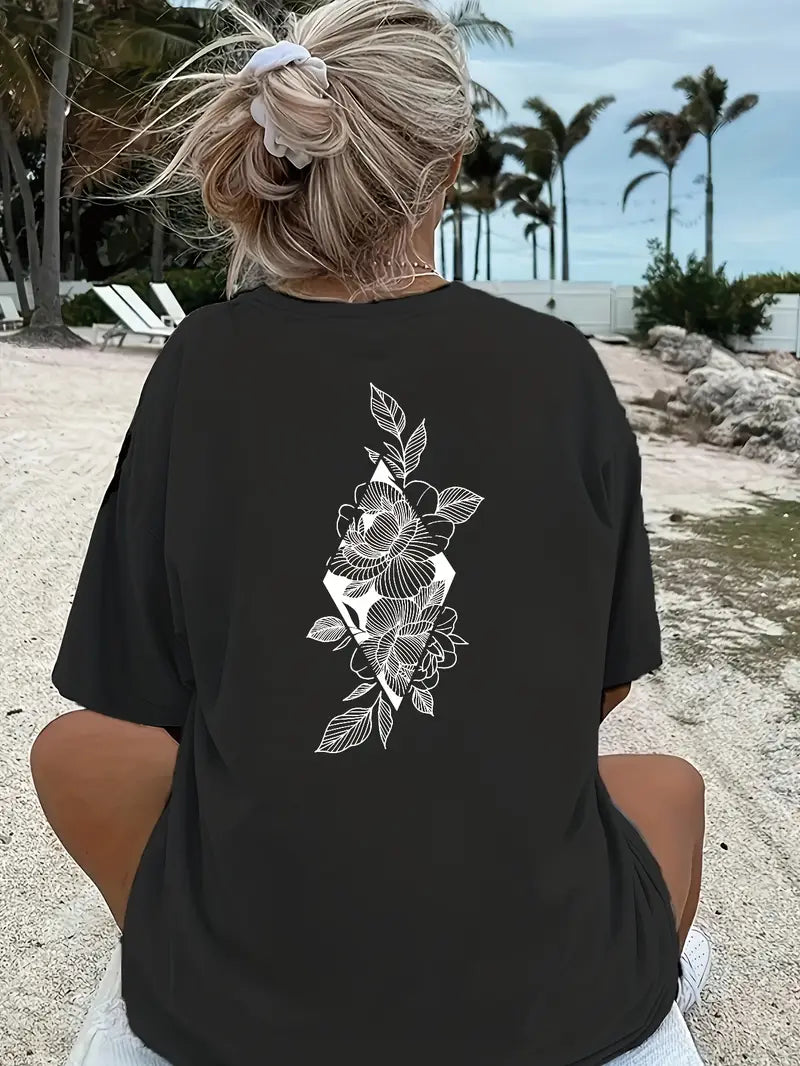 Camiseta Oversized Roses Back EC