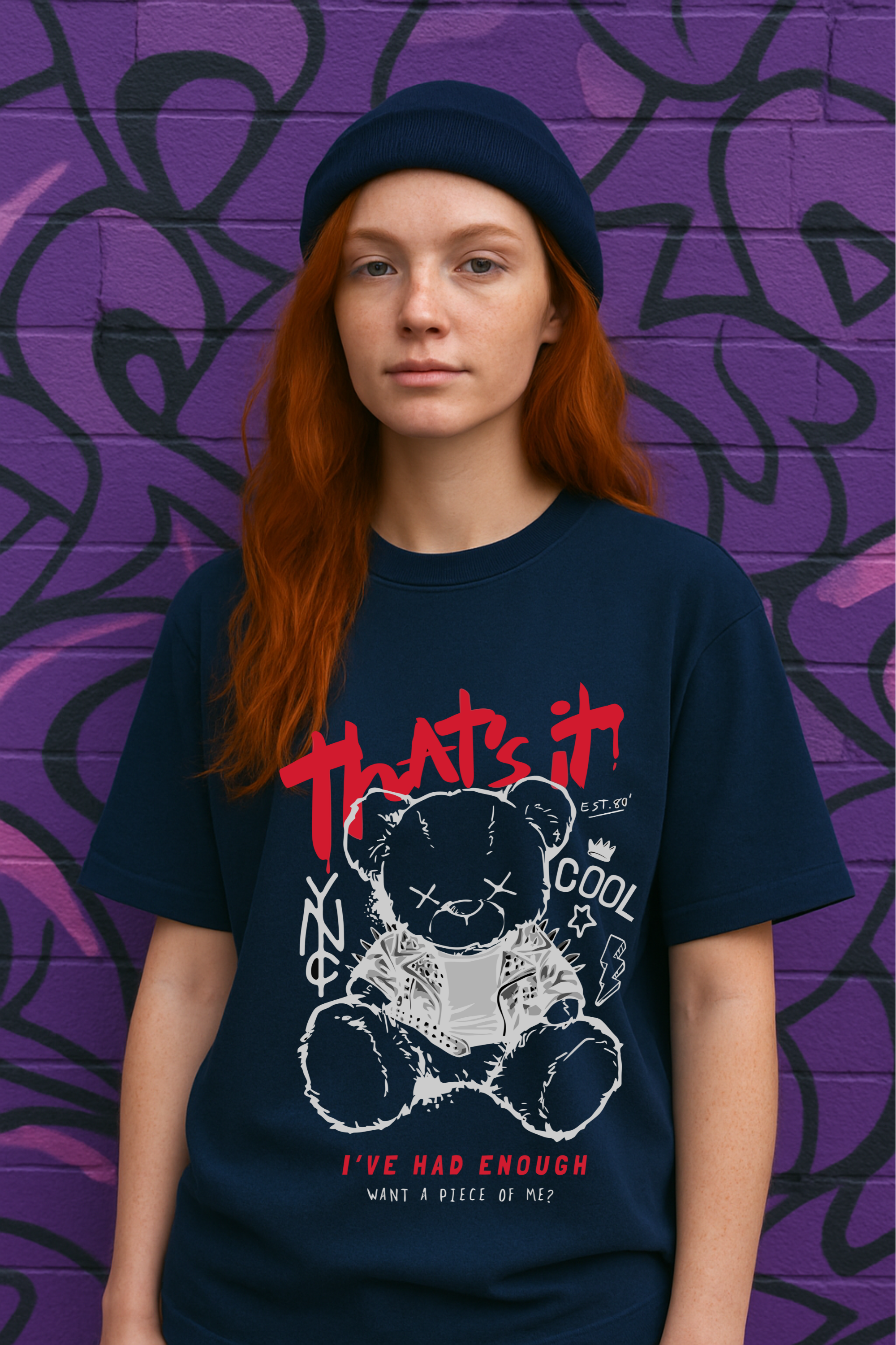 Camiseta Oversized Urso Punk EF M.O