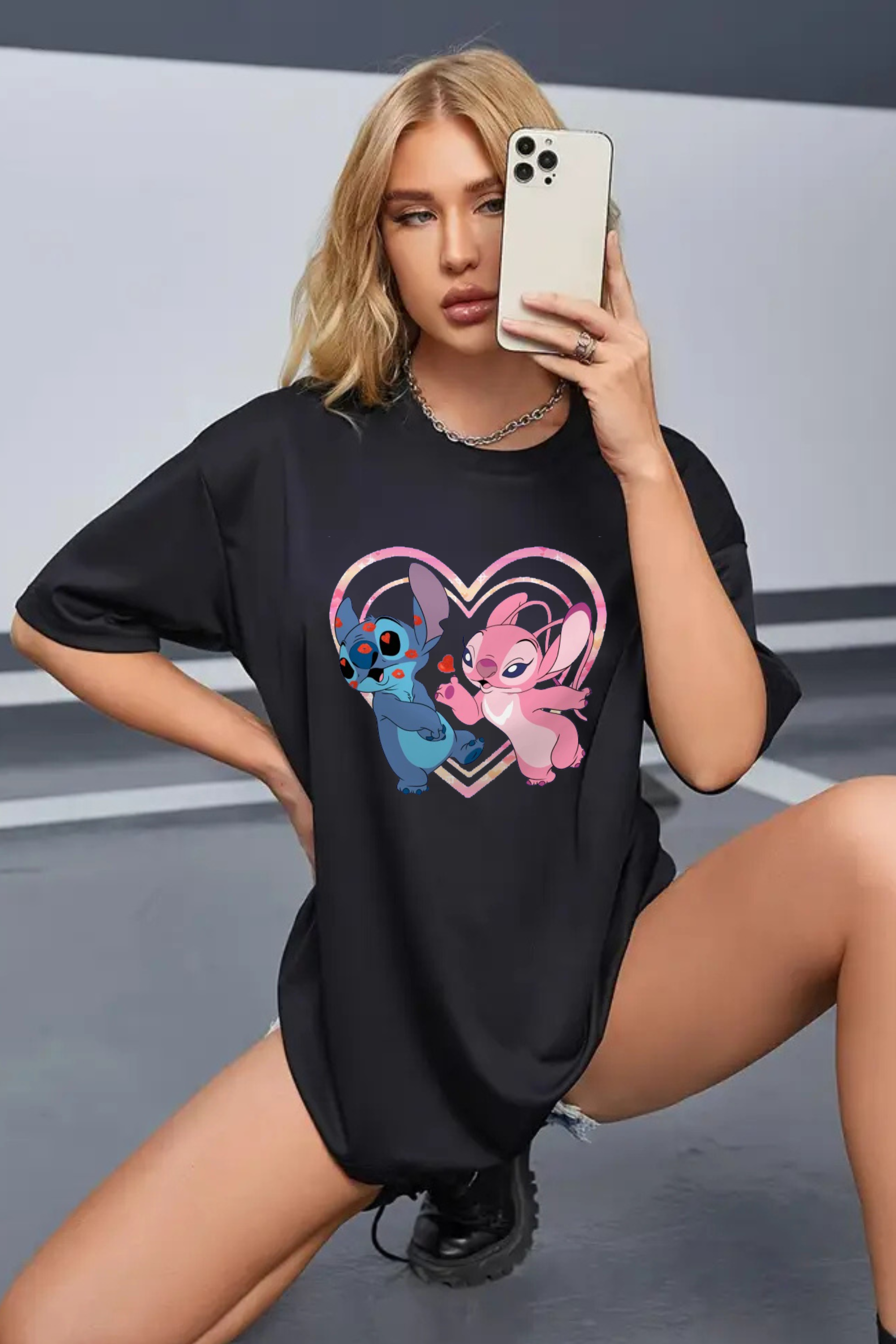 Camiseta Oversized Stitch and Angel Heart EF MEIO