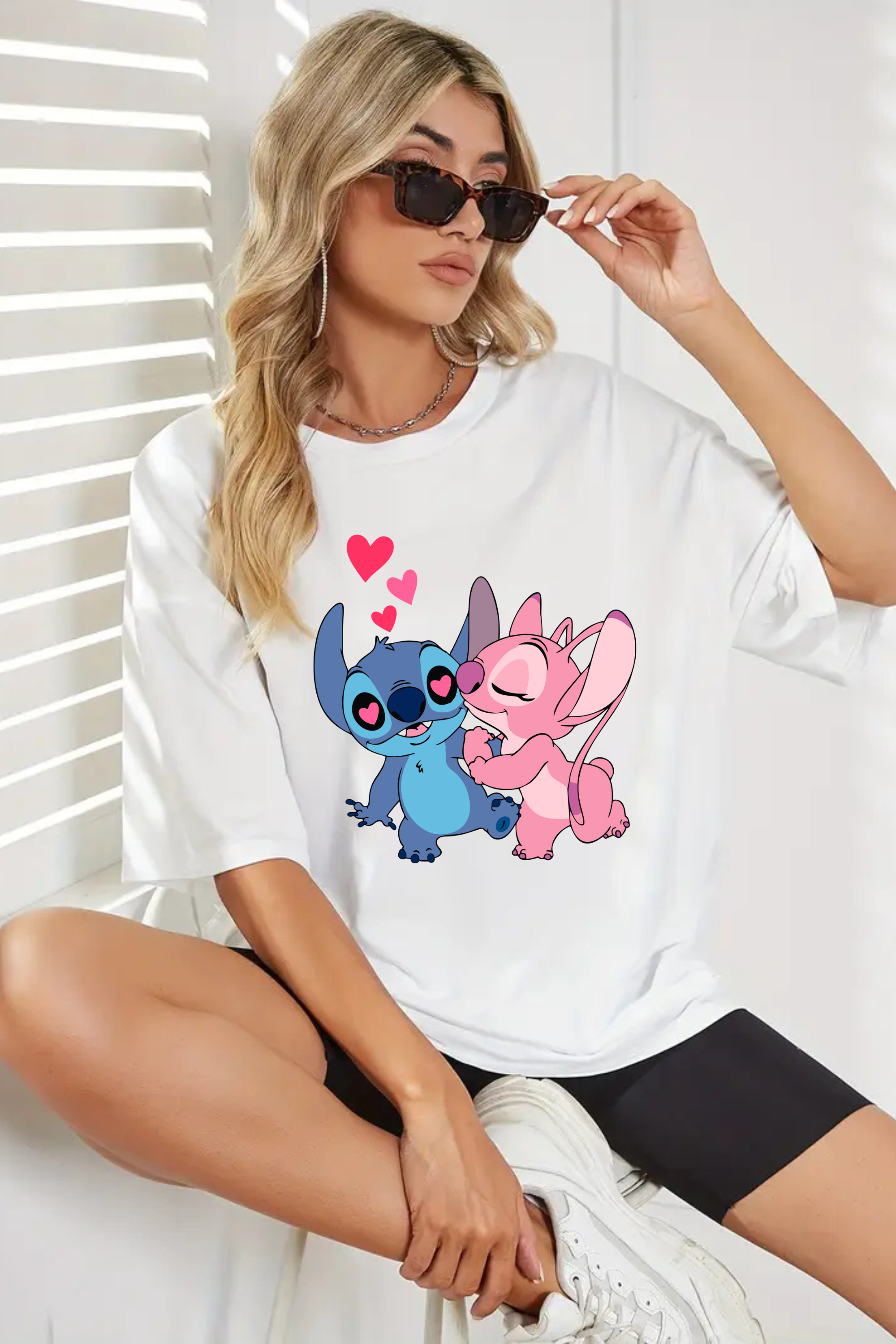 Camiseta Oversized Stitch and Angel Kiss EF MEIO