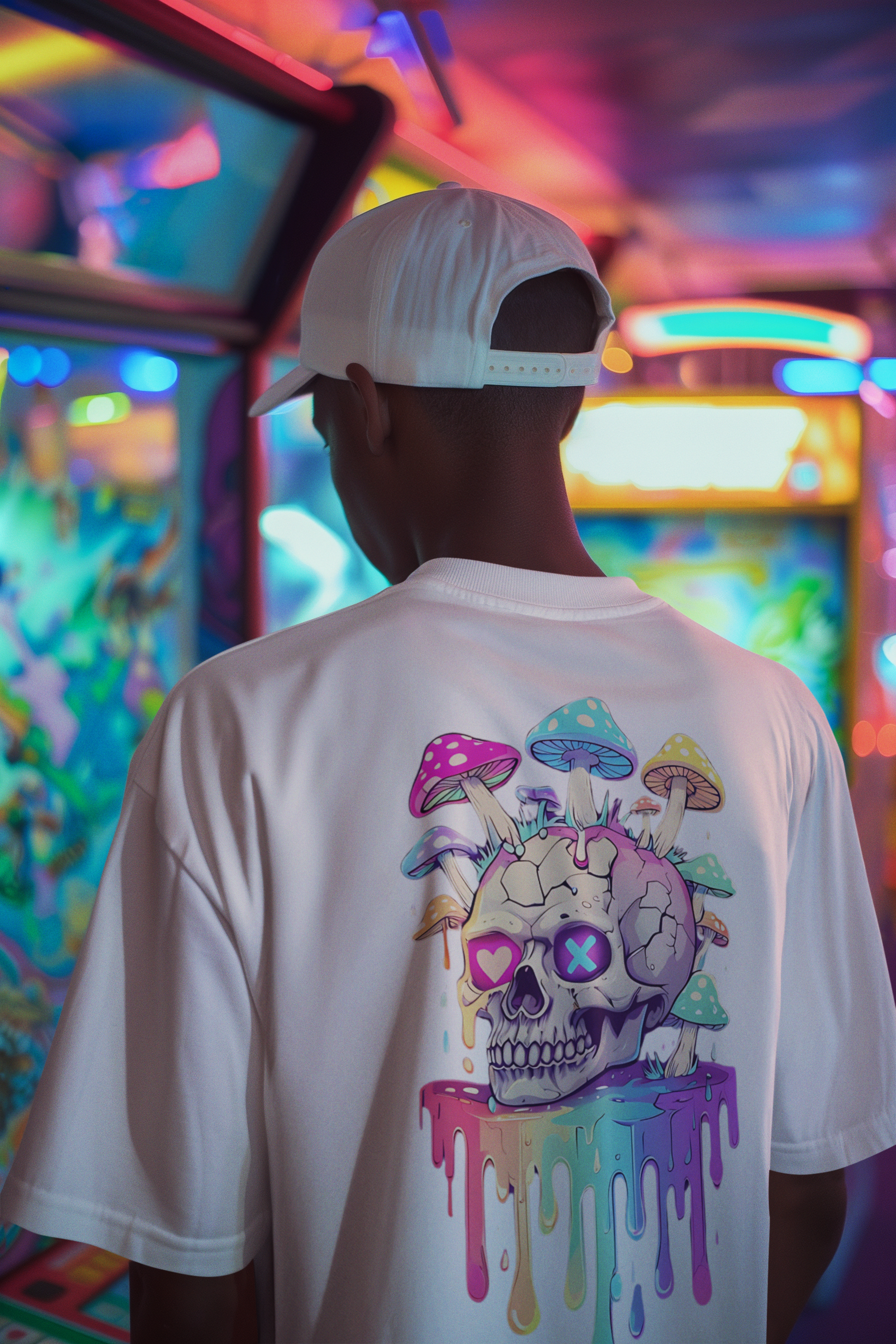Camiseta Oversized Skull and mushroom EC