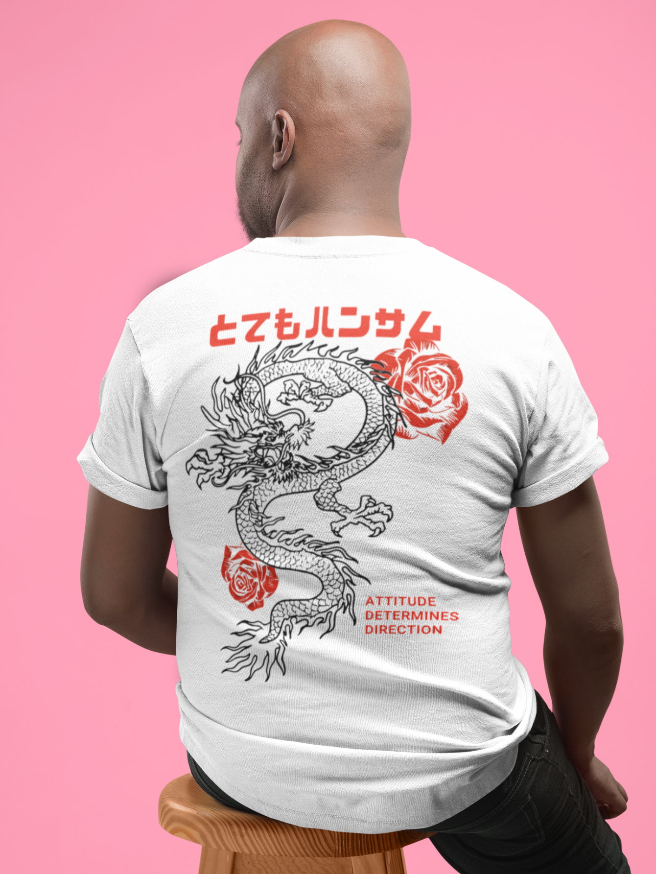 Kit Camiseta 2 Unidades Branca e Preta (Rose Dragon) ESTAMPA COSTAS