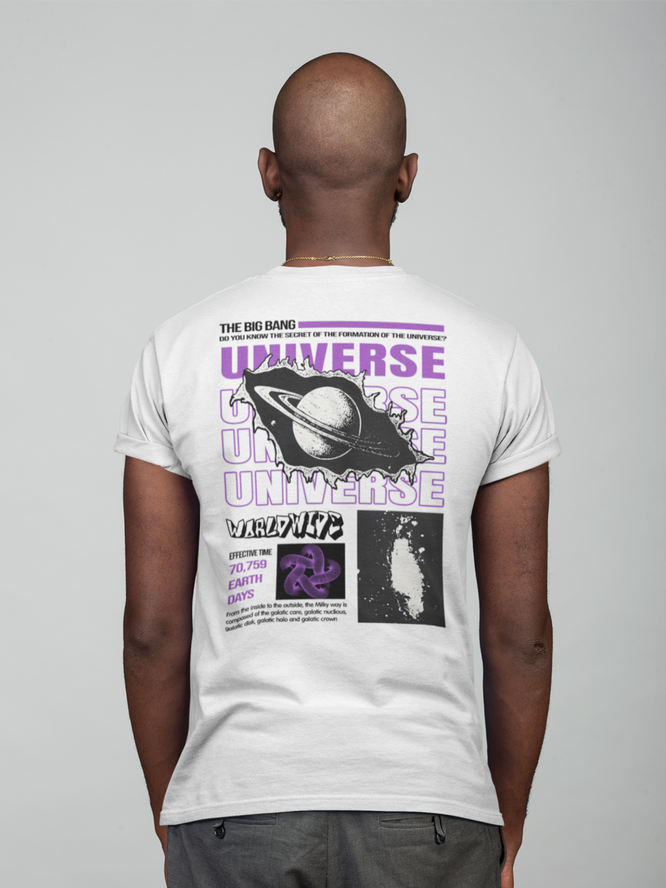 Kit Camiseta 2 Unidades Branca e Preta (Universe Down) ESTAMPA COSTAS