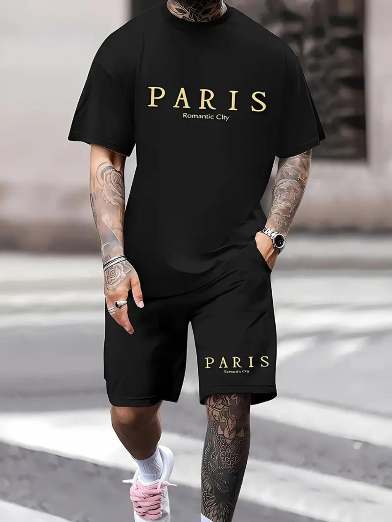Kit Camiseta e Bermuda Paris Romantic City