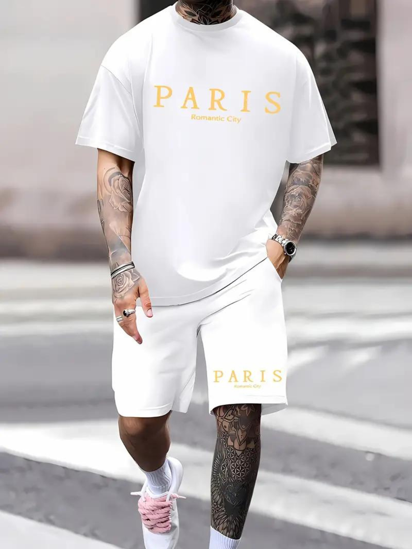 Kit Camiseta e Bermuda Paris Romantic City