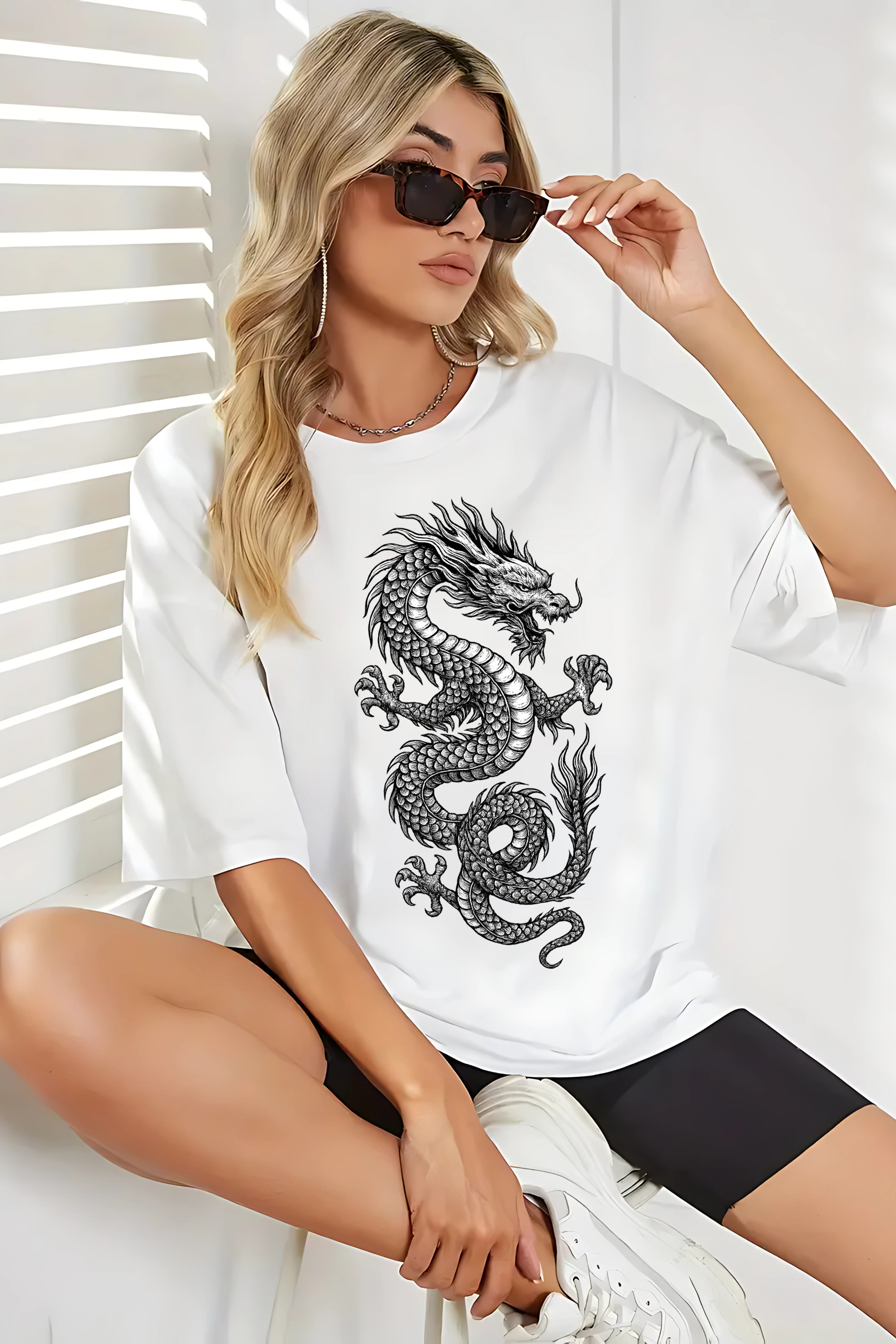 Camiseta Oversized Dragão Oriental Frente EF