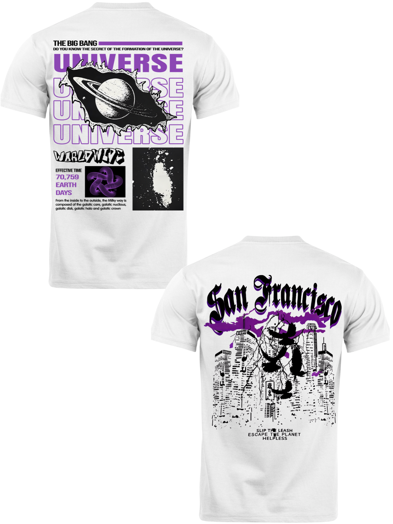 Kit Camiseta 2 Unidades (Universe Down - San Francisco) ESTAMPA COSTAS