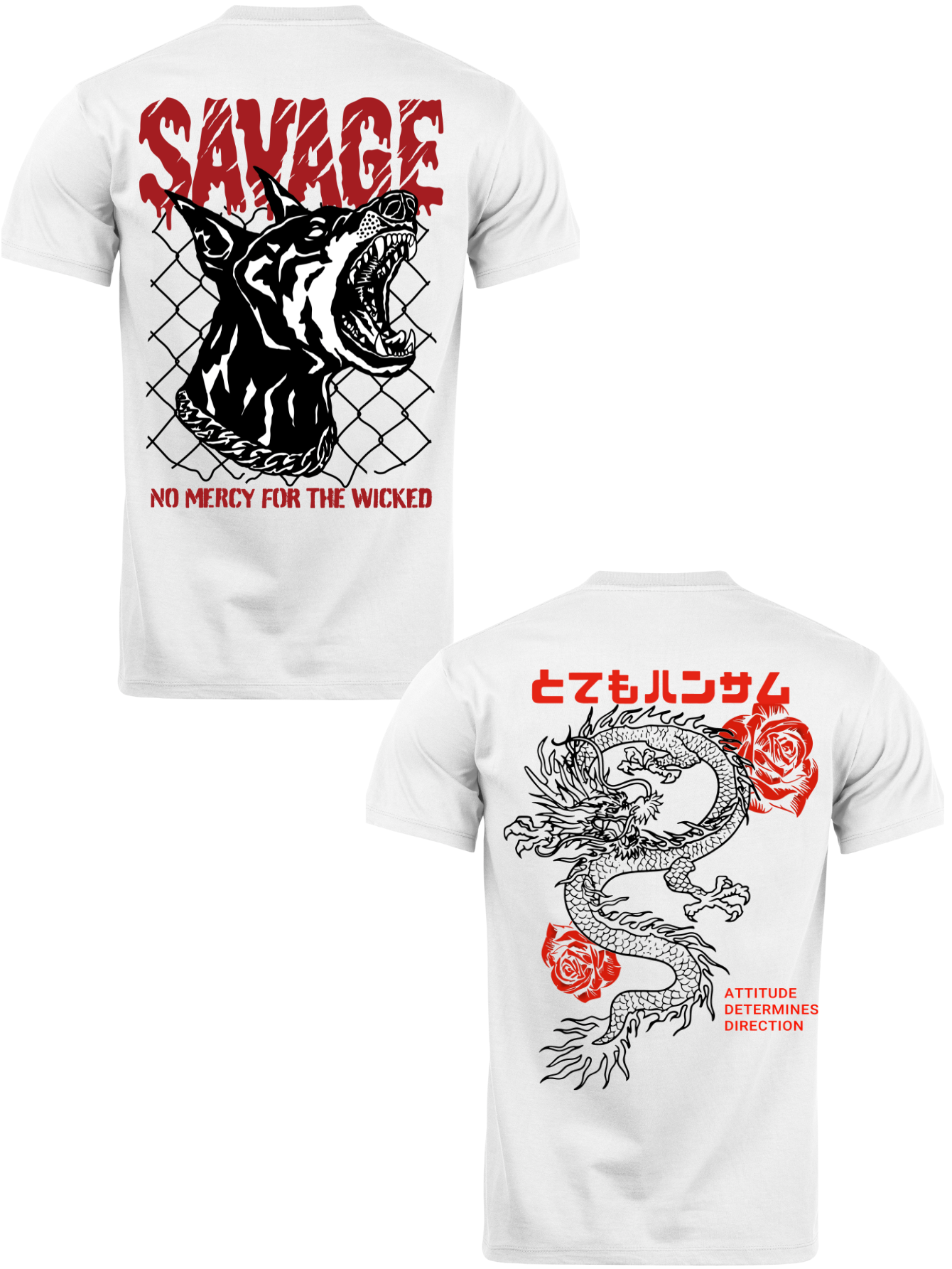 Kit Camiseta 2 Unidades (Savage Dog - Rose Dragon) ESTAMPA COSTAS