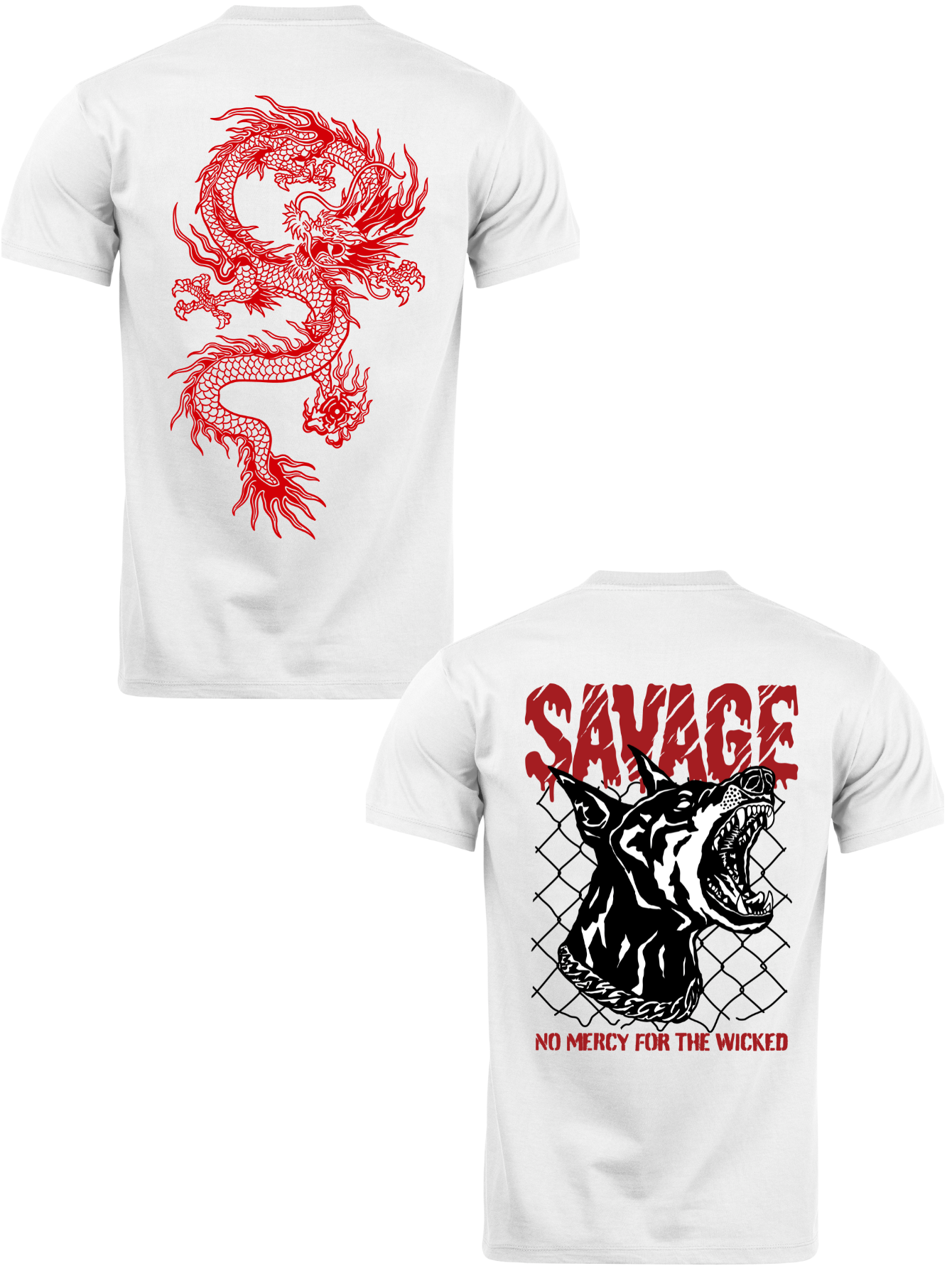 Kit Camiseta 2 Unidades (Red Dragon - Savage Dog) ESTAMPA COSTAS