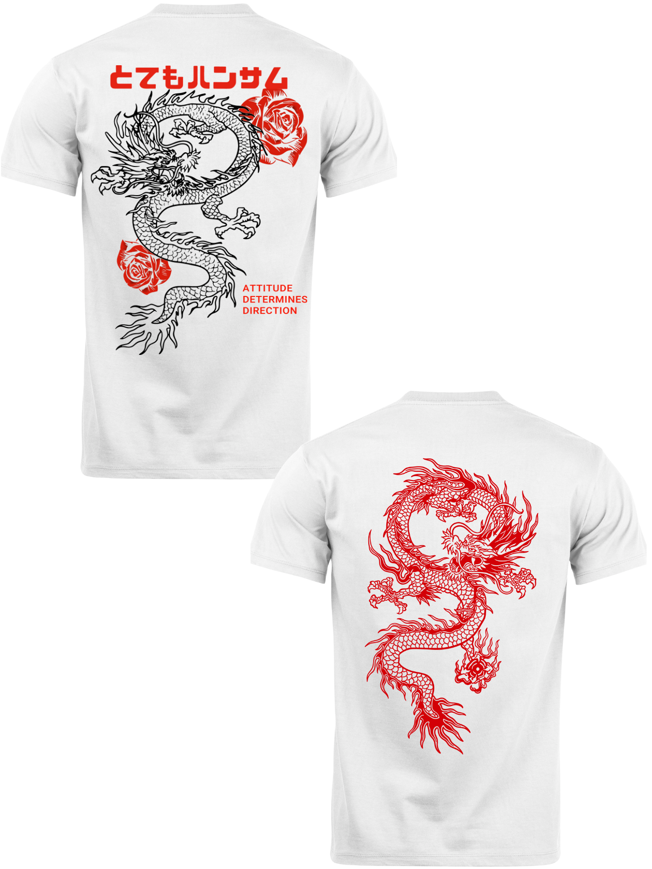Kit Camiseta 2 Unidades (Rose Dragon - Red Dragon) ESTAMPA COSTAS (