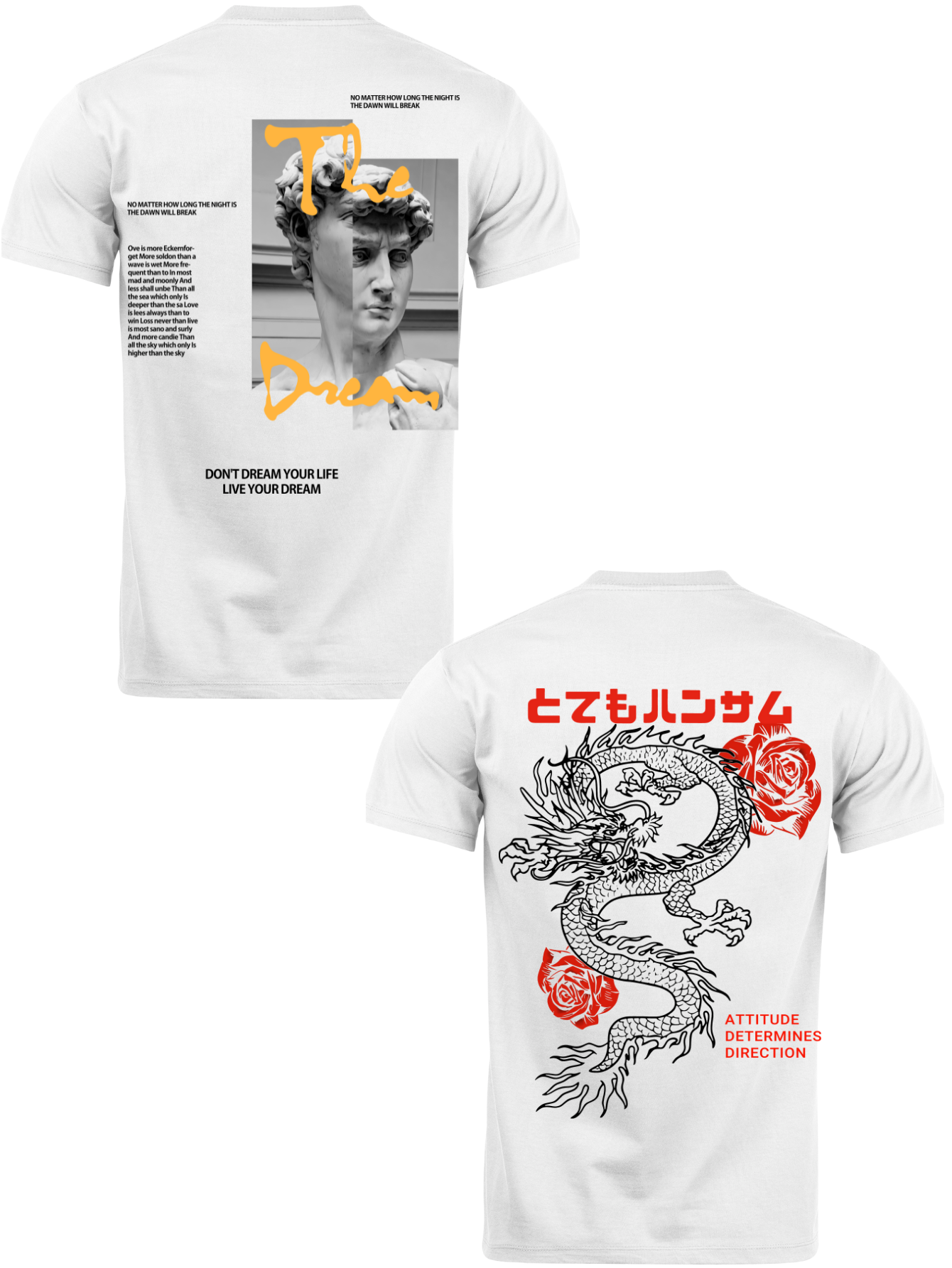 Kit Camiseta 2 Unidades (Sculpture Street - Rose Dragon) ESTAMPA COSTAS