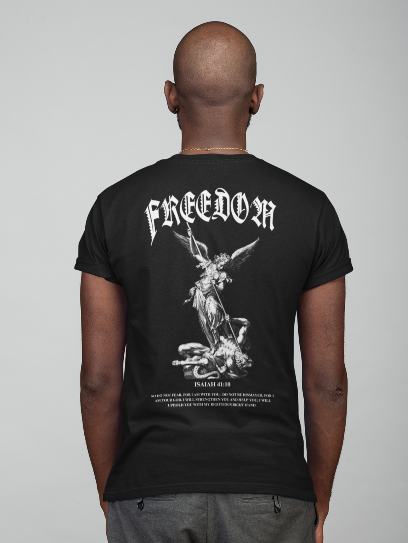 Kit Camiseta 2 Unidades Branca e Preta (Freedom Angel) ESTAMPA COSTAS