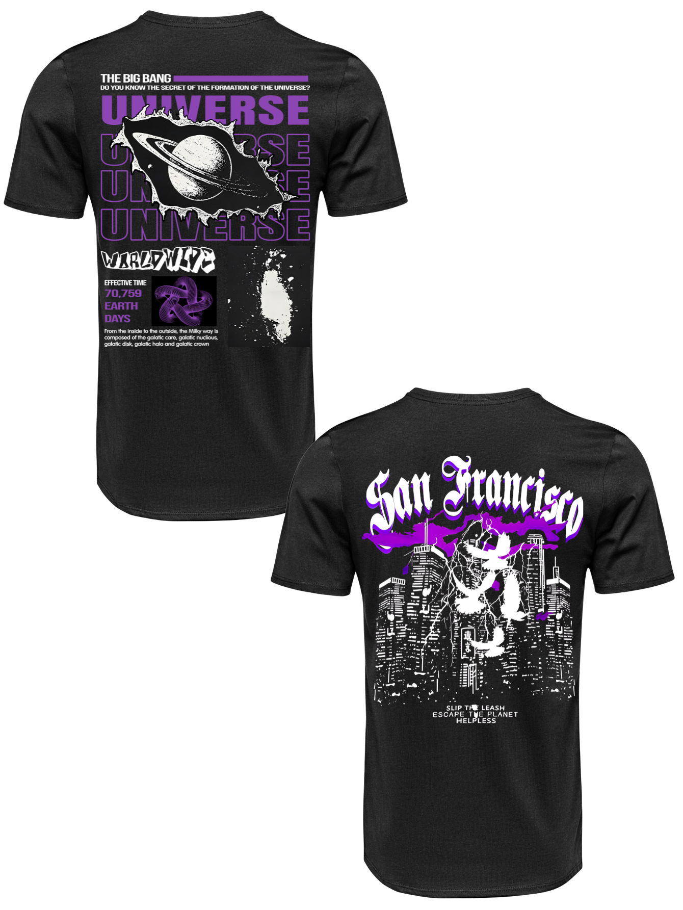 Kit Camiseta 2 Unidades (Universe Down - San Francisco) ESTAMPA COSTAS
