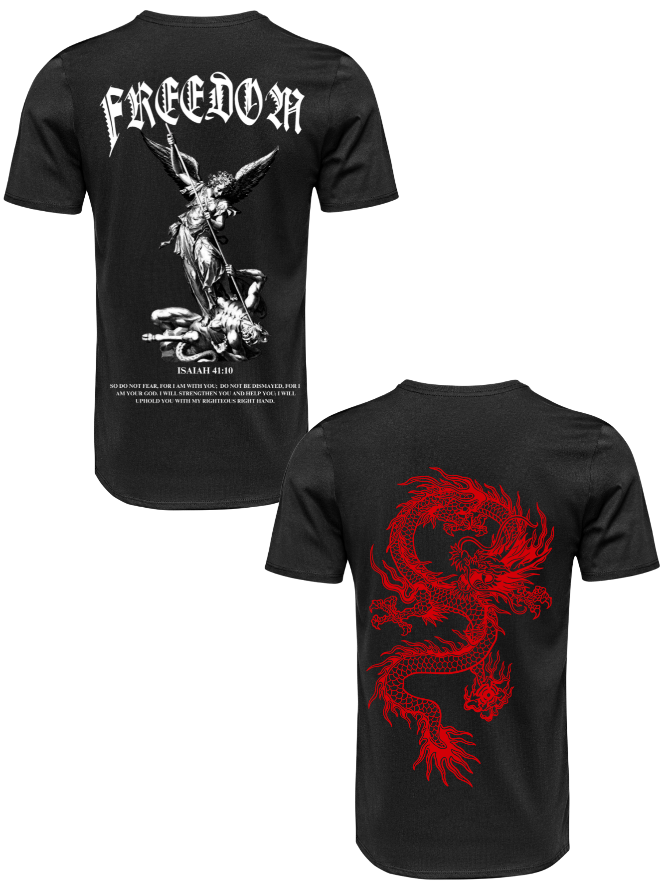 Kit Camiseta 2 Unidades (Freedom Angel - Red Dragon) ESTAMPA COSTAS