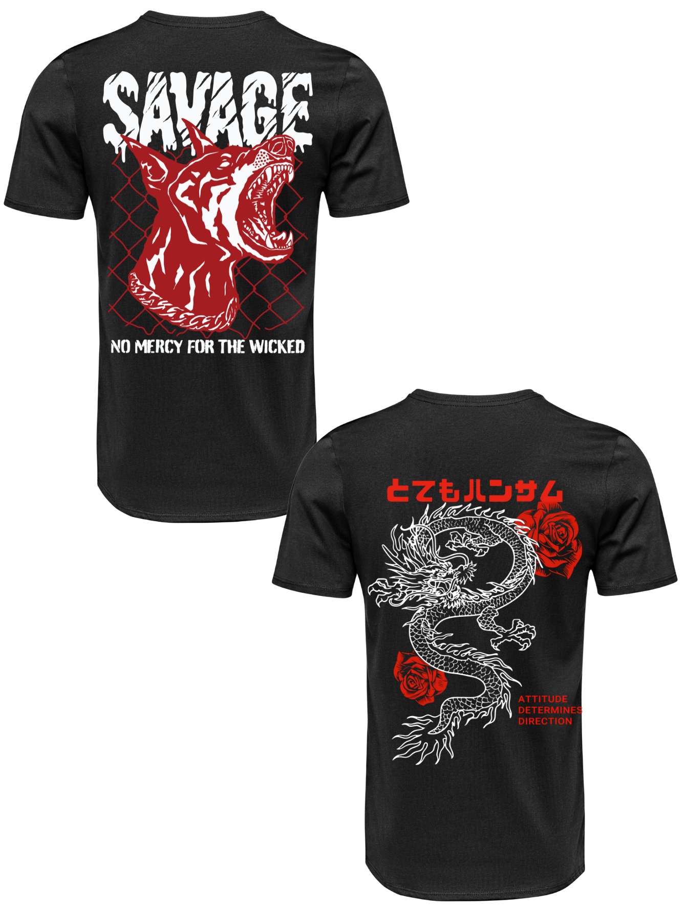 Kit Camiseta 2 Unidades (Savage Dog - Rose Dragon) ESTAMPA COSTAS