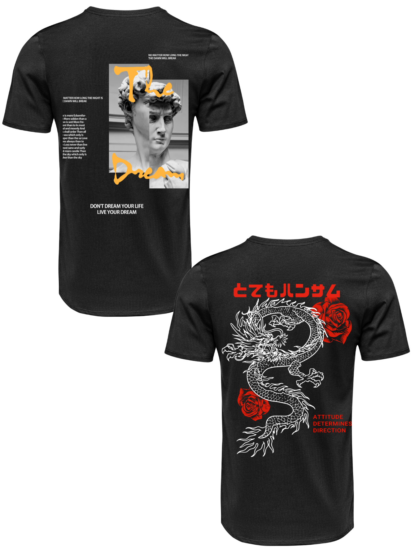 Kit Camiseta 2 Unidades (Sculpture Street - Rose Dragon) ESTAMPA COSTAS