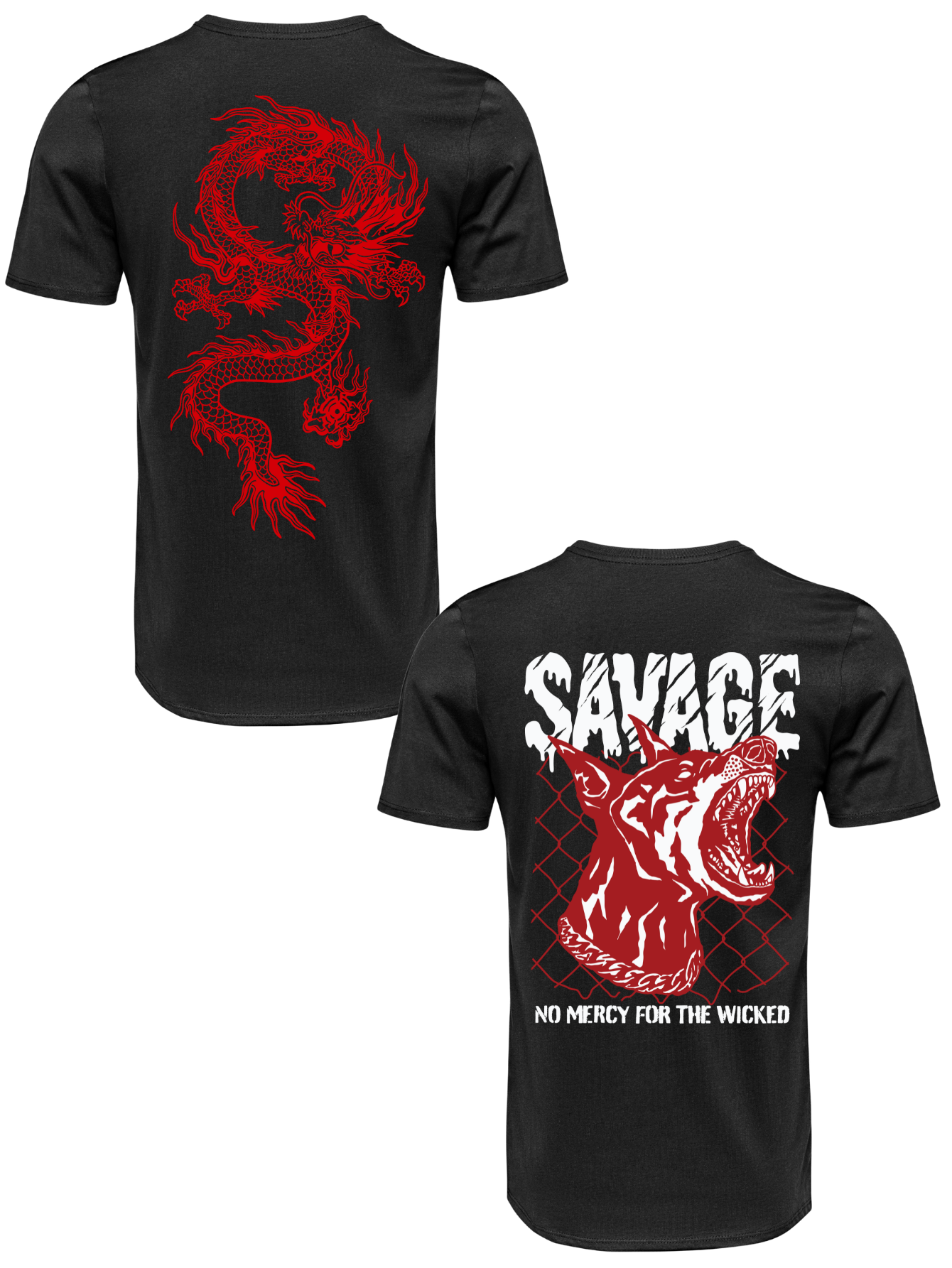 Kit Camiseta 2 Unidades (Red Dragon - Savage Dog) ESTAMPA COSTAS