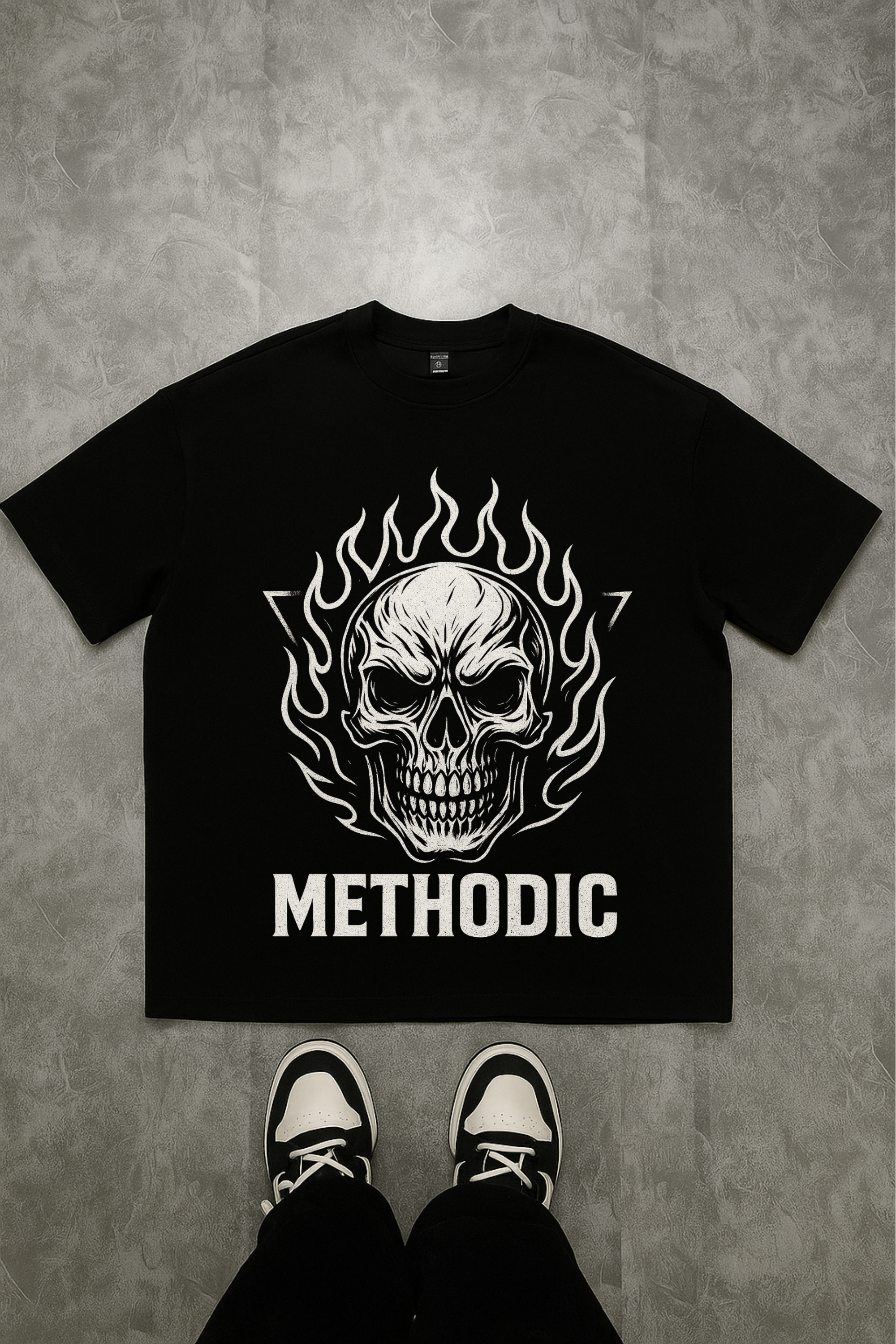 Camiseta Oversized Methodic Skull on Fire EF