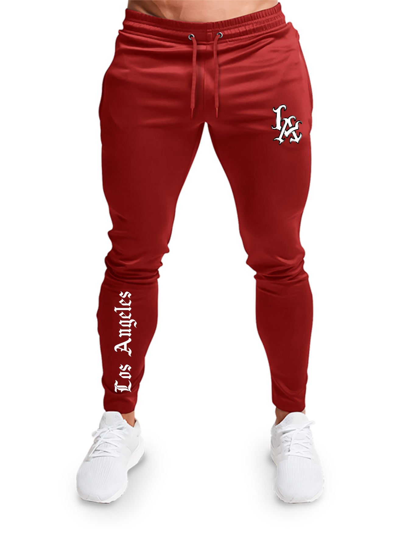 Calça Moletom Los Angeles Preto e Branco Bolso e Canela