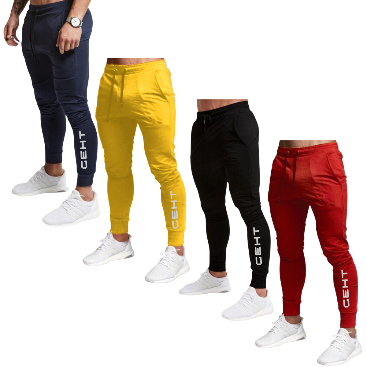 Kit 4 unidades Calça de Moletom Geht Preto e Branco Canela