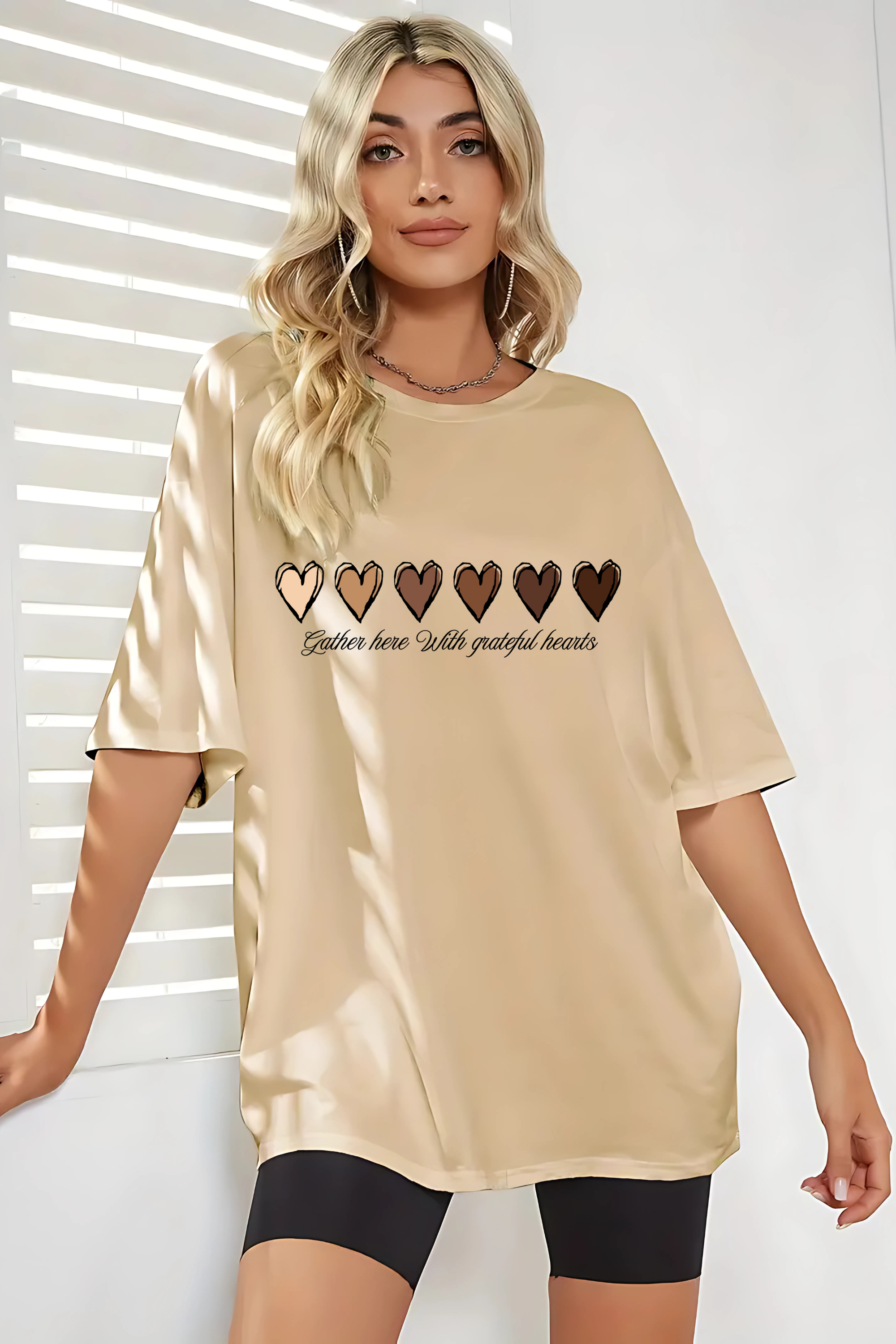 Camiseta Oversized Gather here with grateful hearts EF