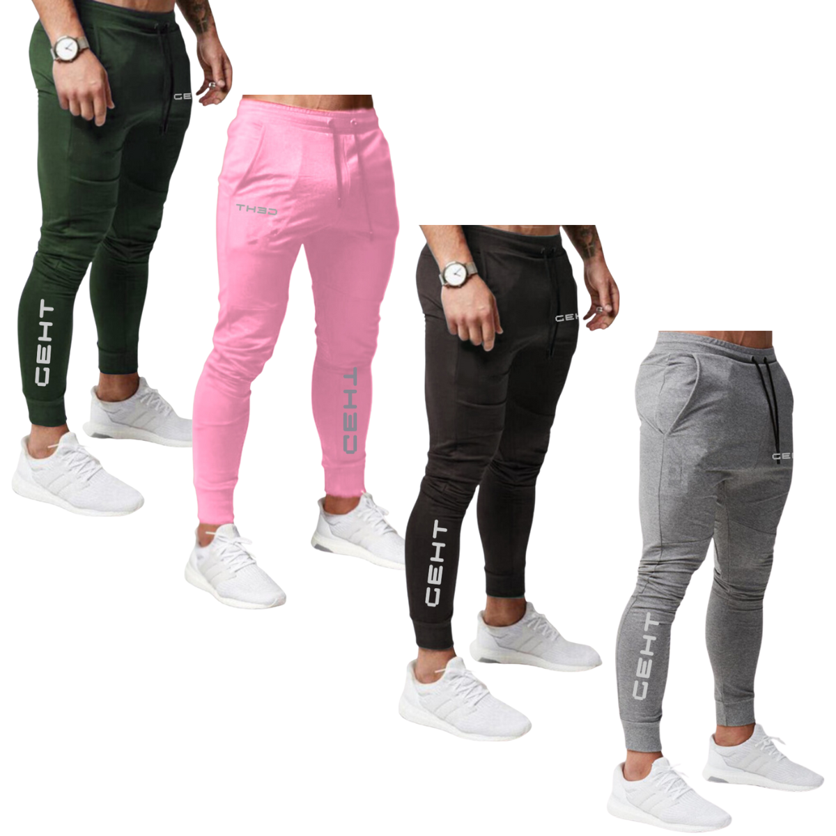 Kit 4 unidades Calça de Moletom Geht Prata Bolso e Canela