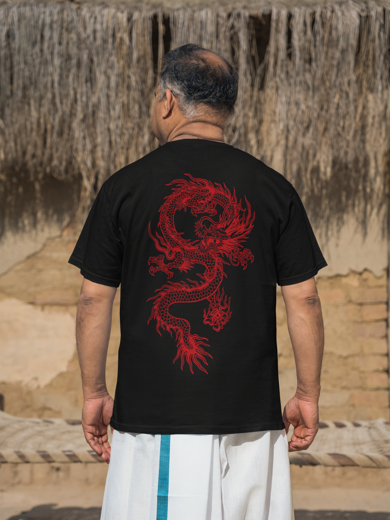 Kit Camiseta 2 Unidades Branca e Preta (Red Dragon) ESTAMPA COSTAS