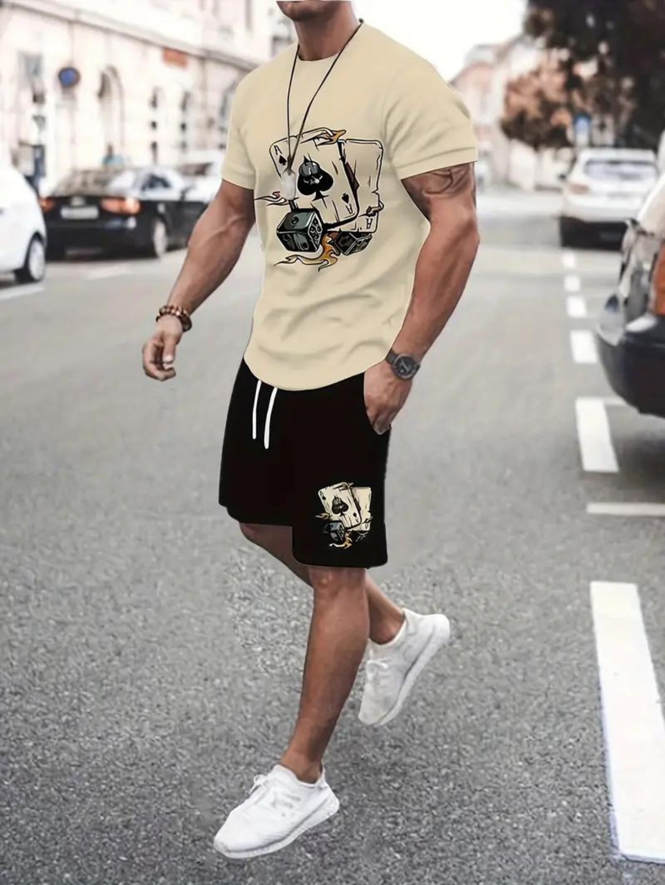 Kit Camiseta e Bermuda Cartas Style