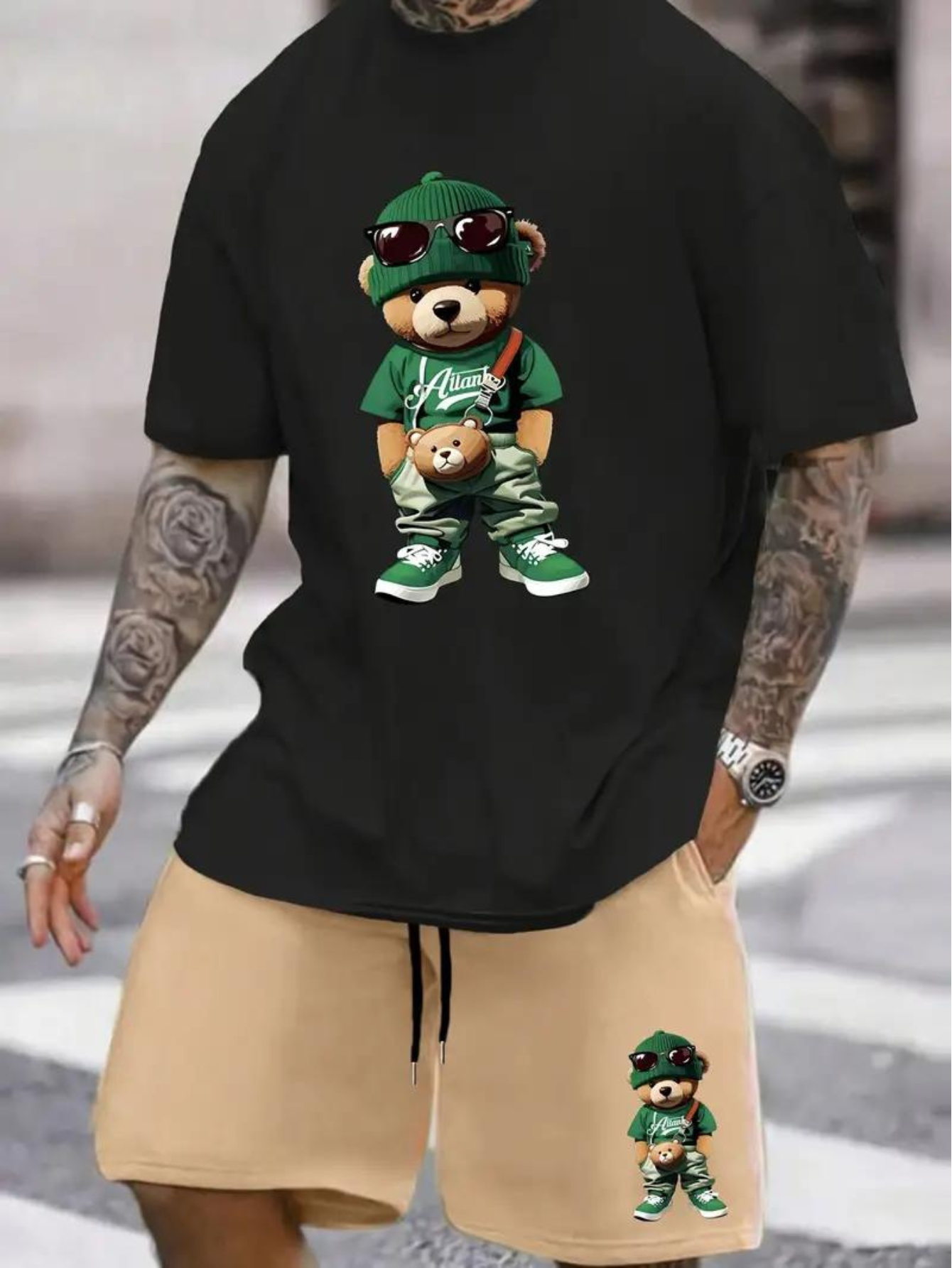 Kit Camiseta e Bermuda Teddy Green