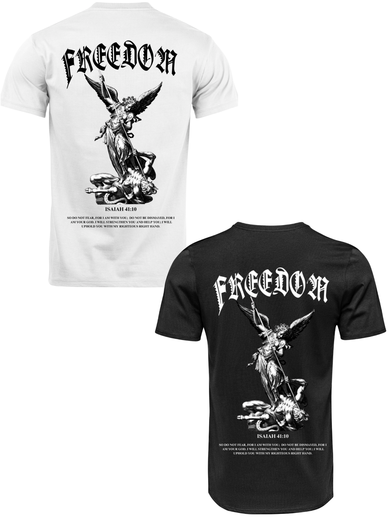 Kit Camiseta 2 Unidades Branca e Preta (Freedom Angel) ESTAMPA COSTAS