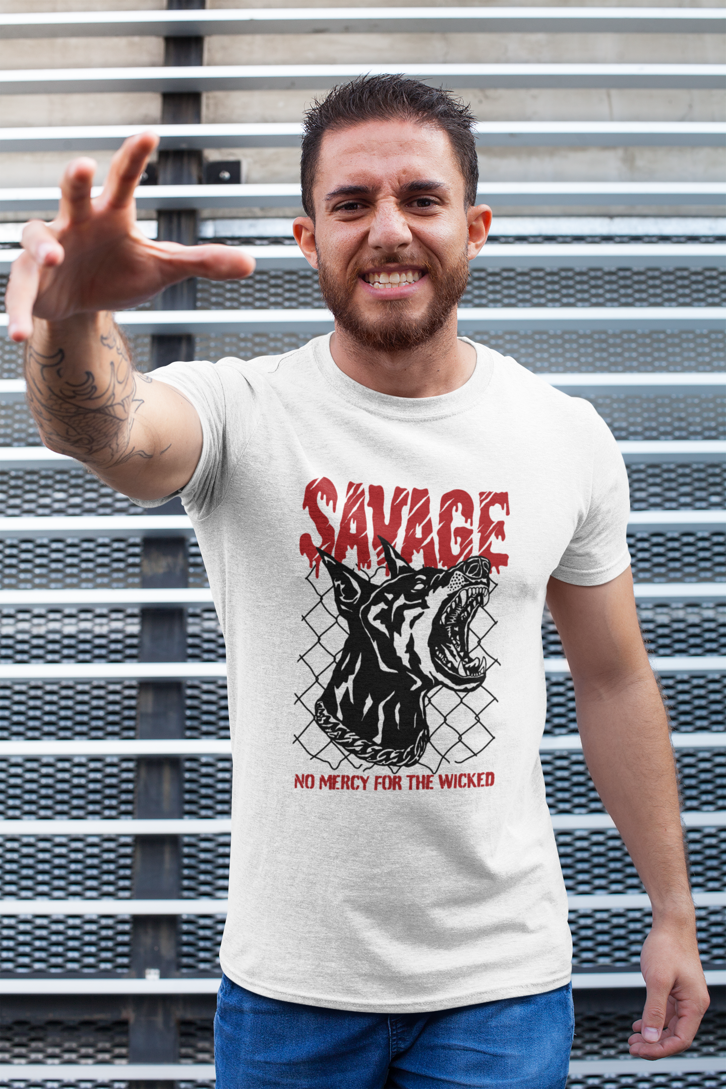 Kit Camiseta 2 Unidades Branca e Preta (Savage Dog) ESTAMPA FRENTE